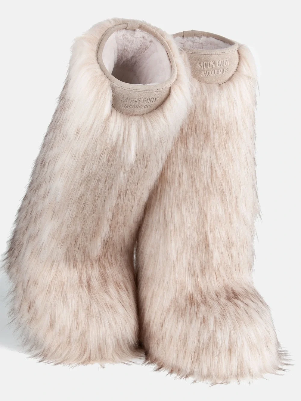 Jacquemus Cream Faux-Fur Knee-High Boots